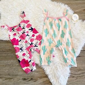 Little Star Organic Baby Rompers Cactus Floral Flowers 0-3 Months Girl